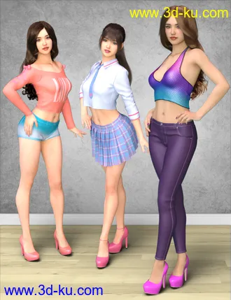 3D打印模型dForce K-Pop Girls 2 Outfits Textures的图片