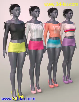 3D打印模型dForce K-Pop Girls 2 Outfits Textures的图片