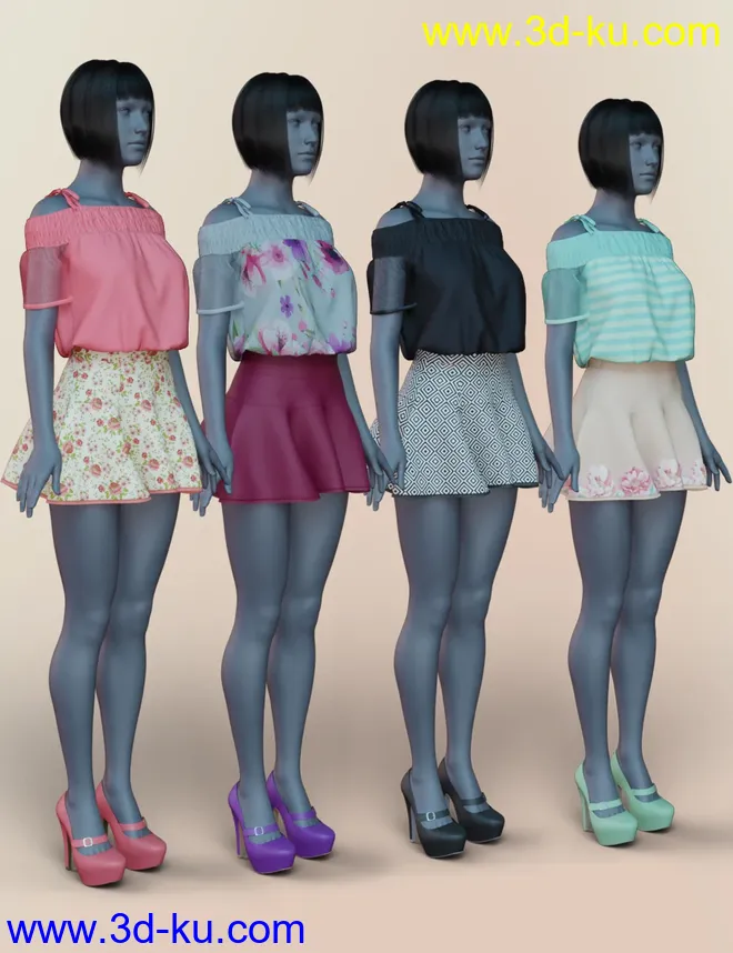 dForce K-Pop Girls 2 Outfits Textures模型的图片12