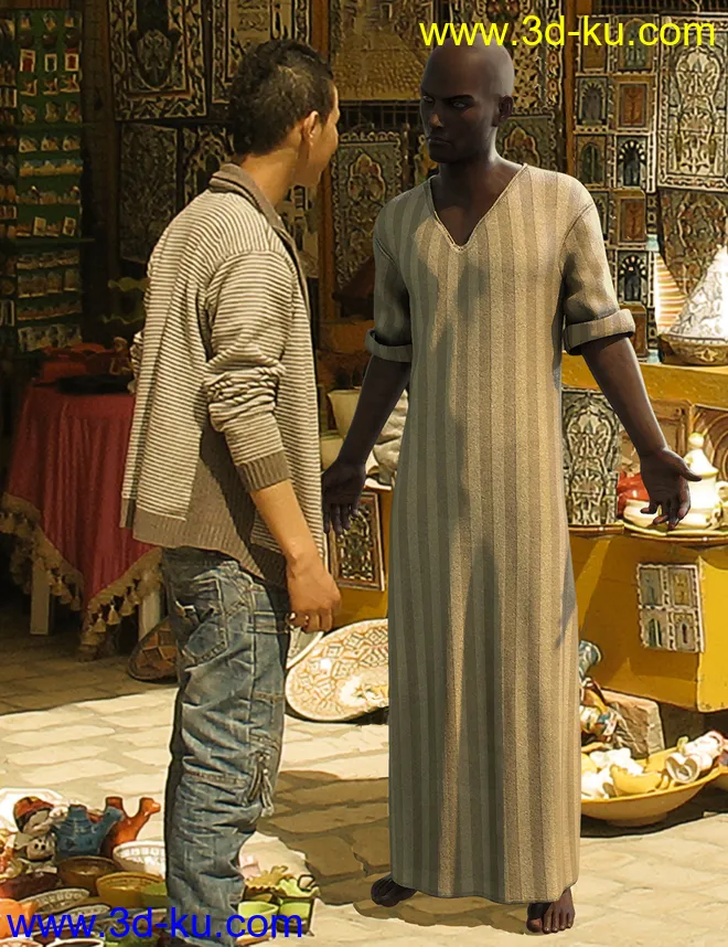 dForce Kaftan for Genesis 8 Male(s)模型的图片2