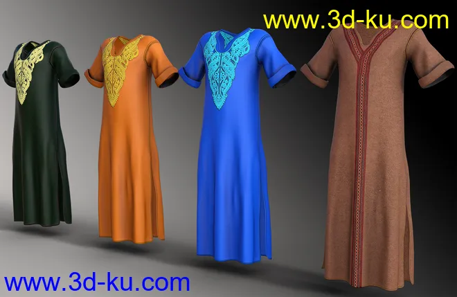 dForce Kaftan for Genesis 8 Male(s)模型的图片5