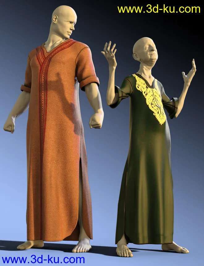 dForce Kaftan for Genesis 8 Male(s)模型的图片6
