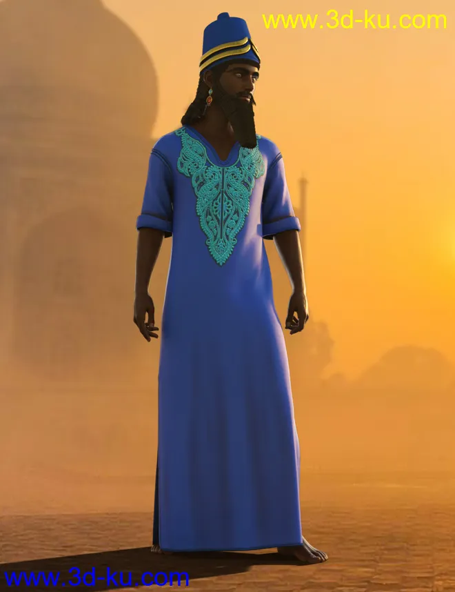 dForce Kaftan for Genesis 8 Male(s)模型的图片9