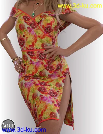 3D打印模型dForce Laila Cocktail Dress Outfit for Genesis 8 Female(s)的图片