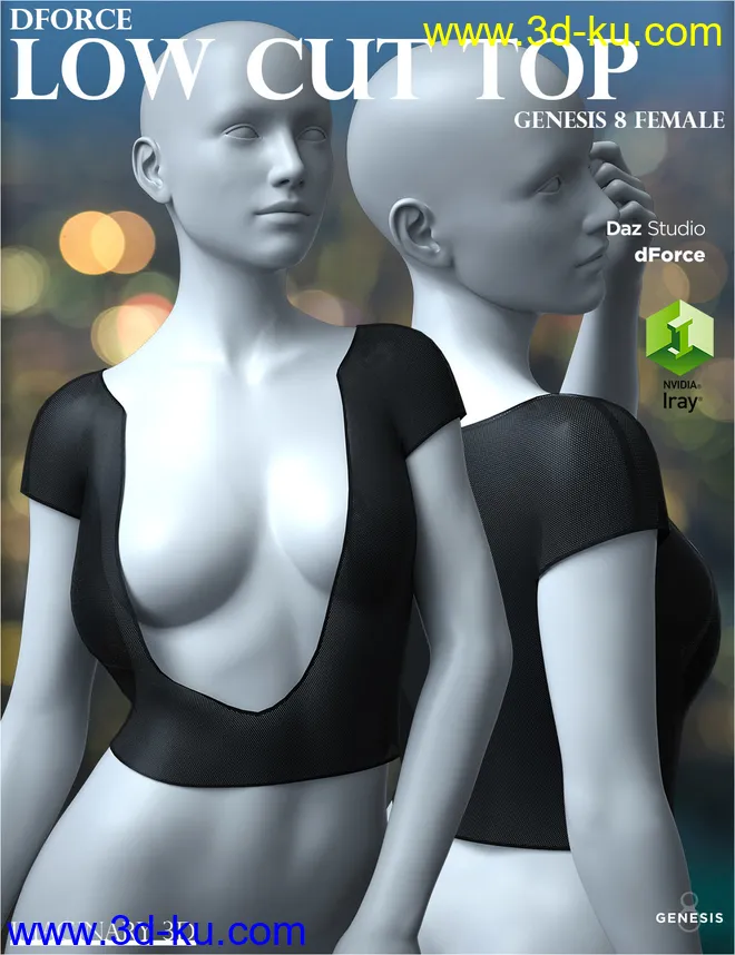 dForce Low Cut Top for Genesis 8 Female模型的图片1