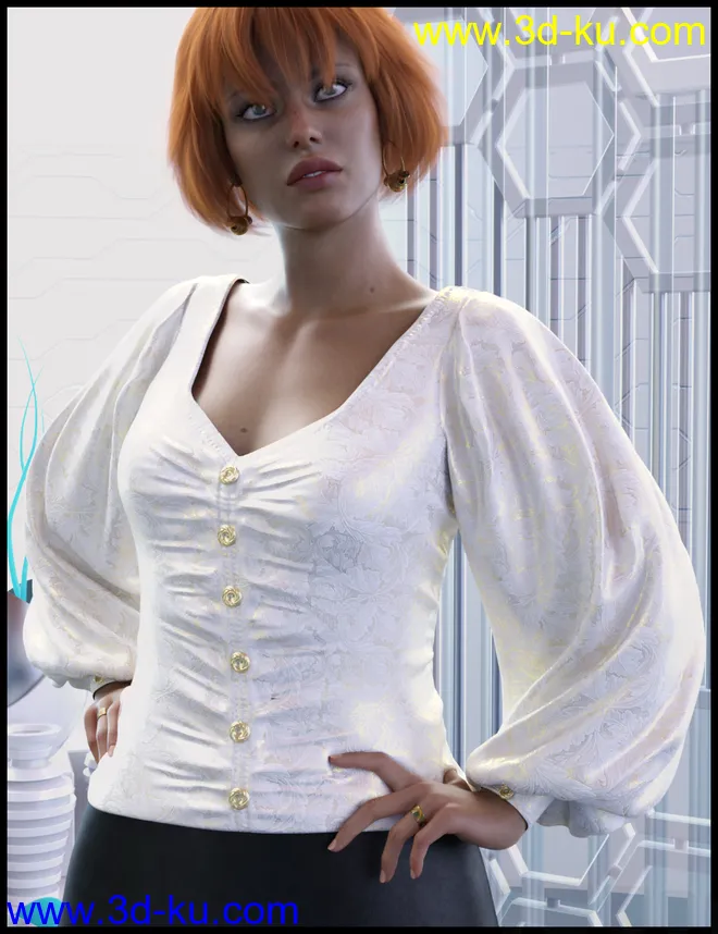 dForce Luxe Shirt for Genesis 8 Female(s)模型的图片1