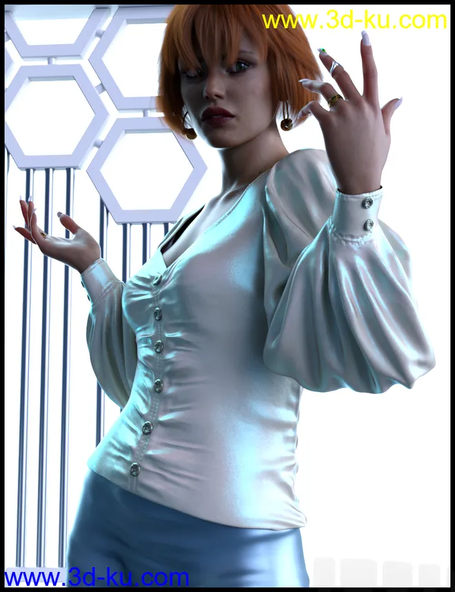 dForce Luxe Shirt for Genesis 8 Female(s)模型的图片7