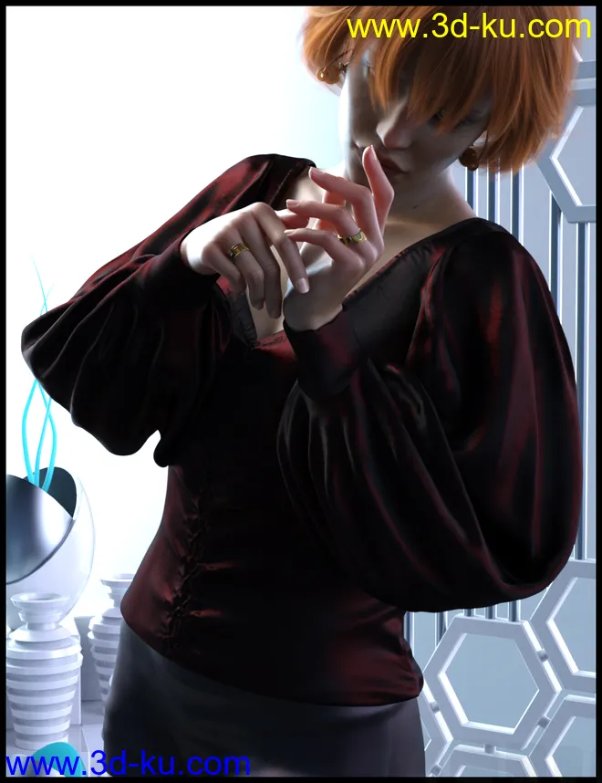 dForce Luxe Shirt for Genesis 8 Female(s)模型的图片8