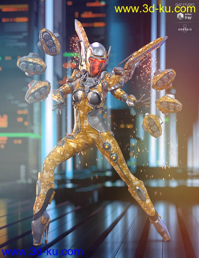 dForce Mech Dancer Outfit Extra Iray Textures模型的图片3