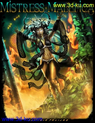 3D打印模型dForce Mistress Malefica Outfit for Genesis 8 Female(s) with Poses and Scepter的图片