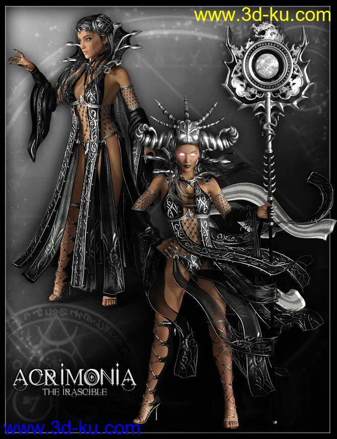 dForce Mistress Malefica Outfit for Genesis 8 Female(s) with Poses and Scepter模型的图片5