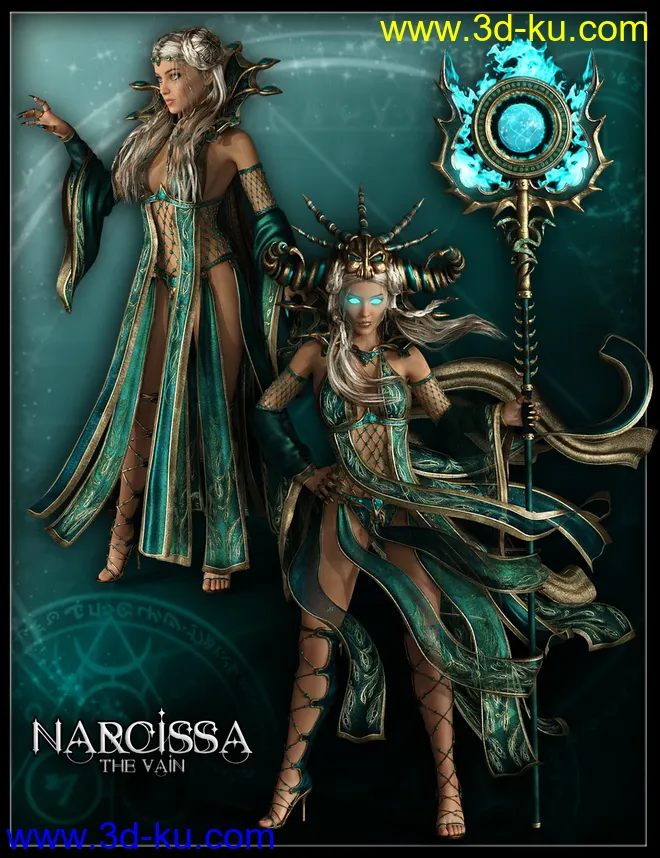 dForce Mistress Malefica Outfit for Genesis 8 Female(s) with Poses and Scepter模型的图片9