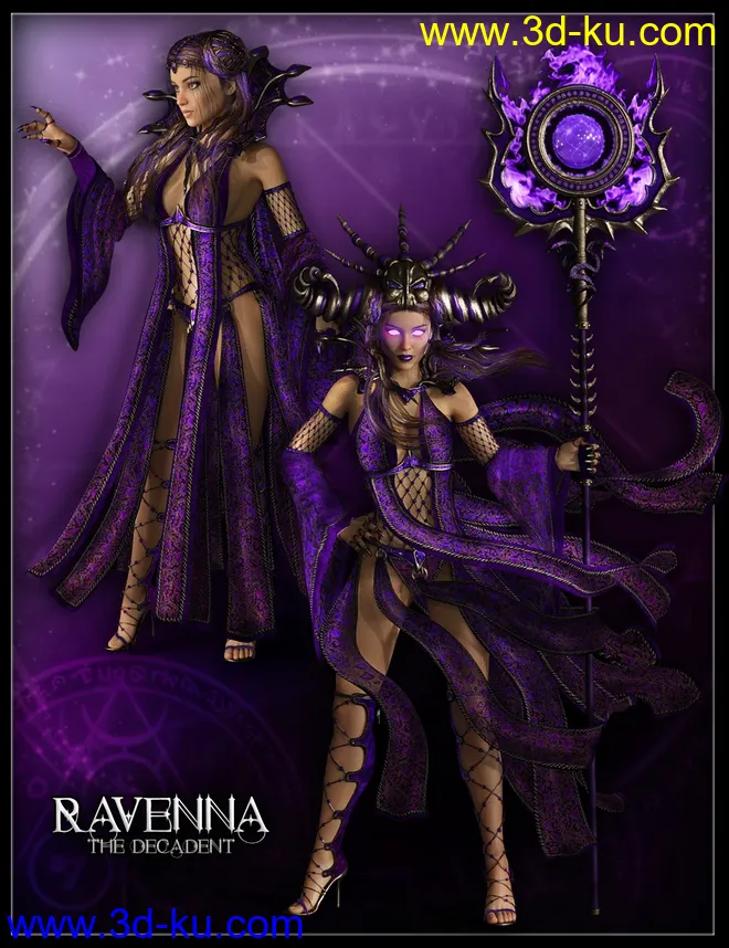 dForce Mistress Malefica Outfit for Genesis 8 Female(s) with Poses and Scepter模型的图片10