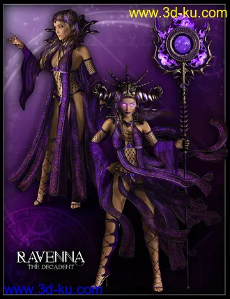 3D打印模型dForce Mistress Malefica Outfit for Genesis 8 Female(s) with Poses and Scepter的图片