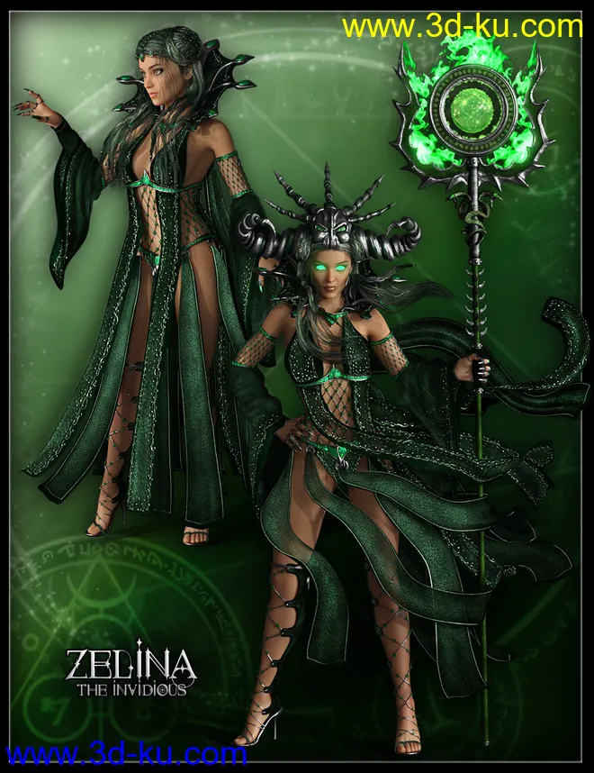 dForce Mistress Malefica Outfit for Genesis 8 Female(s) with Poses and Scepter模型的图片11
