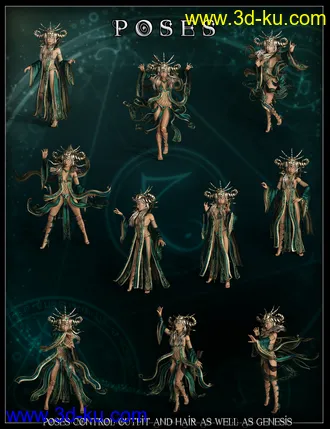 3D打印模型dForce Mistress Malefica Outfit for Genesis 8 Female(s) with Poses and Scepter的图片