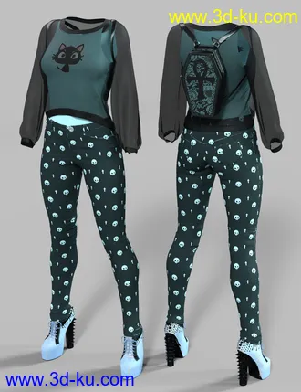 3D打印模型dForce Misty Pastel Goth Outfit Textures的图片