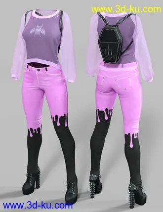 3D打印模型dForce Misty Pastel Goth Outfit Textures的图片