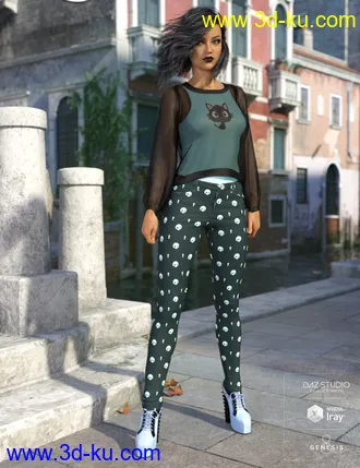 3D打印模型dForce Misty Pastel Goth Outfit Textures的图片
