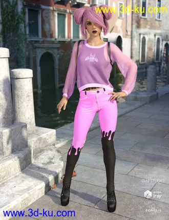 3D打印模型dForce Misty Pastel Goth Outfit Textures的图片