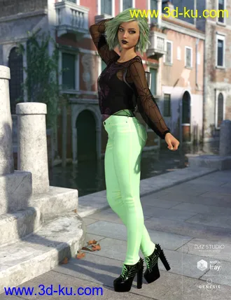 3D打印模型dForce Misty Pastel Goth Outfit Textures的图片