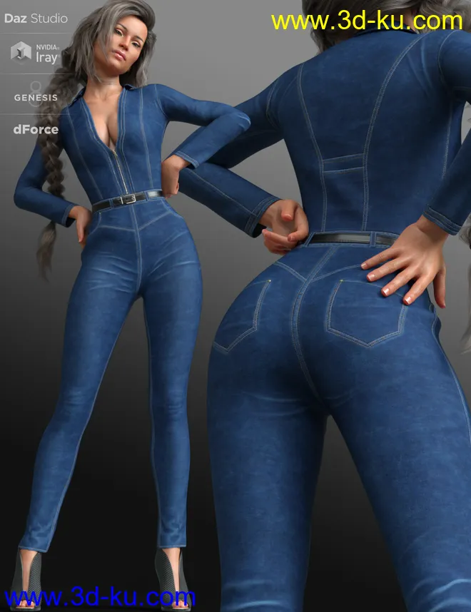 dForce Mod Jumpsuit Outfit for Genesis 8 Female(s)模型的图片1