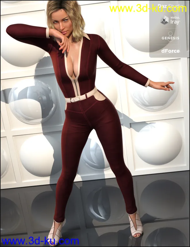 dForce Mod Jumpsuit Outfit for Genesis 8 Female(s)模型的图片2