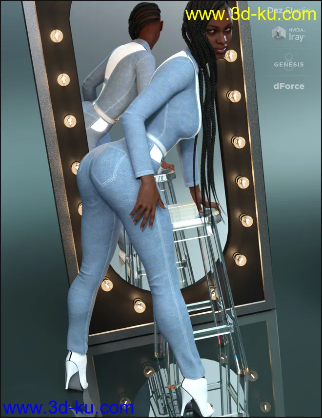 dForce Mod Jumpsuit Outfit for Genesis 8 Female(s)模型的图片3