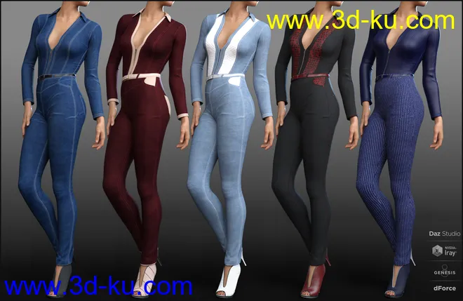 dForce Mod Jumpsuit Outfit for Genesis 8 Female(s)模型的图片7