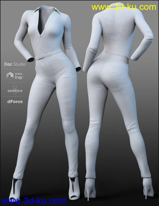 dForce Mod Jumpsuit Outfit for Genesis 8 Female(s)模型的图片9