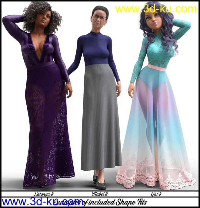 dForce Multi Bodysuit Skirt Outfit for Genesis 8 Female(s)模型的图片9