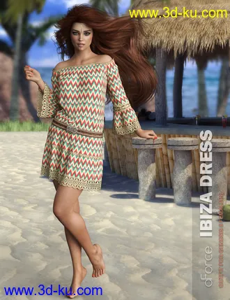 3D打印模型dForce P3D Ibiza Dress for Genesis 8 Female(s)的图片