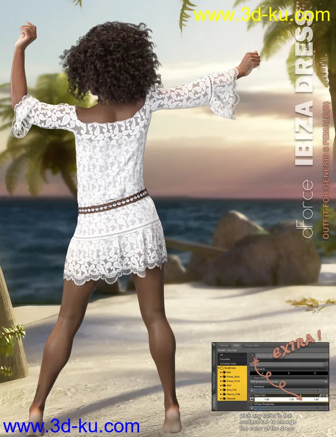 dForce P3D Ibiza Dress for Genesis 8 Female(s)模型的图片3