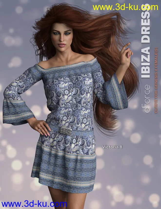 dForce P3D Ibiza Dress for Genesis 8 Female(s)模型的图片5
