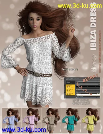 3D打印模型dForce P3D Ibiza Dress for Genesis 8 Female(s)的图片