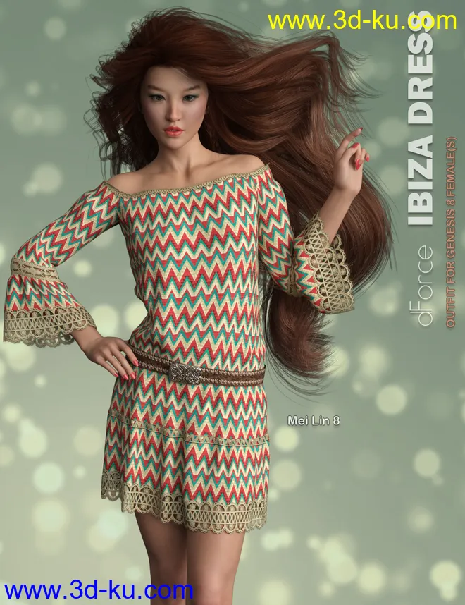 dForce P3D Ibiza Dress for Genesis 8 Female(s)模型的图片7