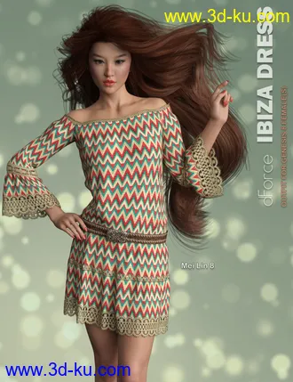 3D打印模型dForce P3D Ibiza Dress for Genesis 8 Female(s)的图片