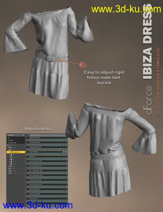 3D打印模型dForce P3D Ibiza Dress for Genesis 8 Female(s)的图片