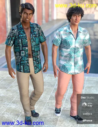 3D打印模型dForce Party Oahu Outfit Textures的图片