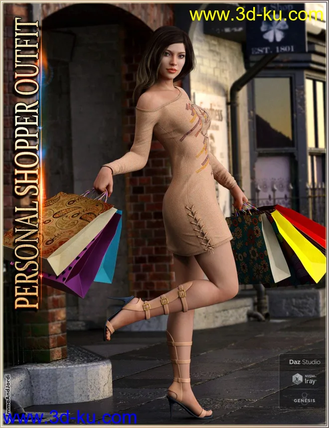 dForce Personal Shopper Outfit, Accessories and Poses for Genesis 8 Female(s)模型的图片1