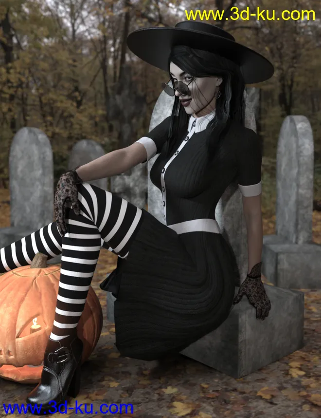 dForce Playful Witchy Outfit for Genesis 8 Female(s)模型的图片2