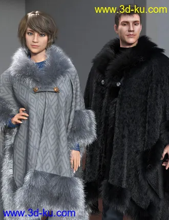3D打印模型dForce Real Fur Poncho for Genesis 8的图片