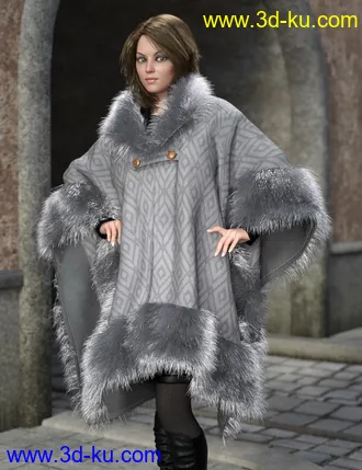 3D打印模型dForce Real Fur Poncho for Genesis 8的图片