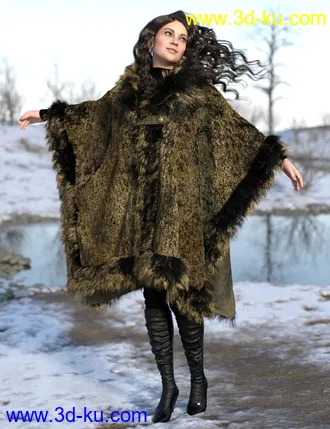 3D打印模型dForce Real Fur Poncho for Genesis 8的图片