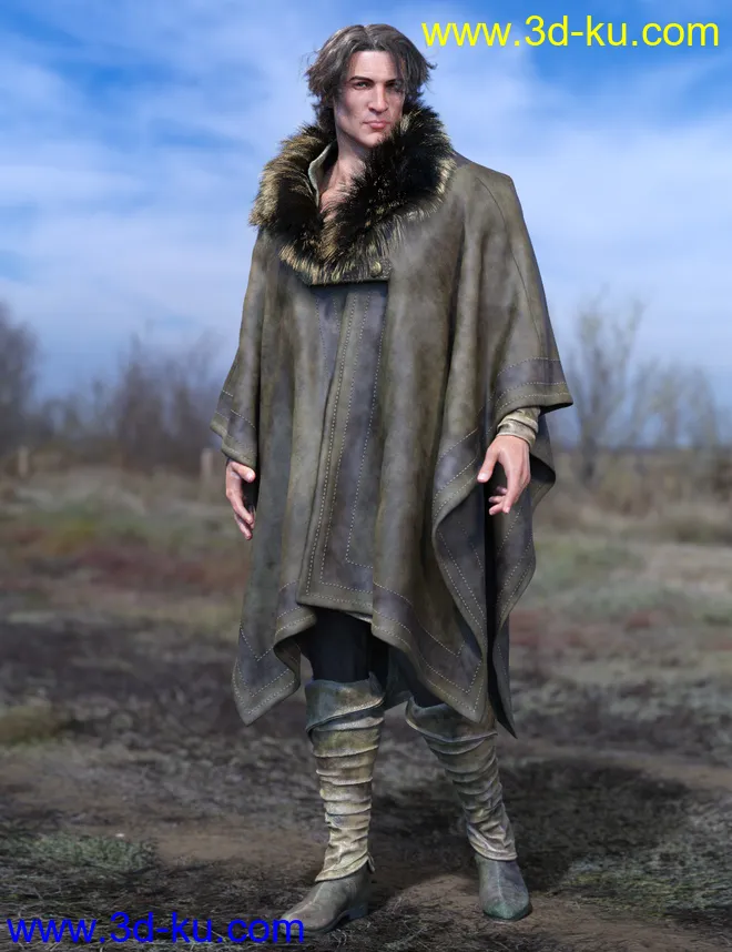 dForce Real Fur Poncho for Genesis 8模型的图片5