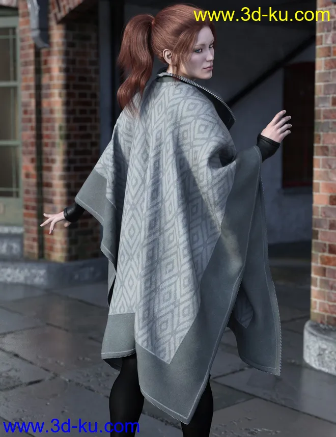dForce Real Fur Poncho for Genesis 8模型的图片8