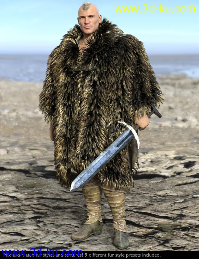 dForce Real Fur Poncho for Genesis 8模型的图片9