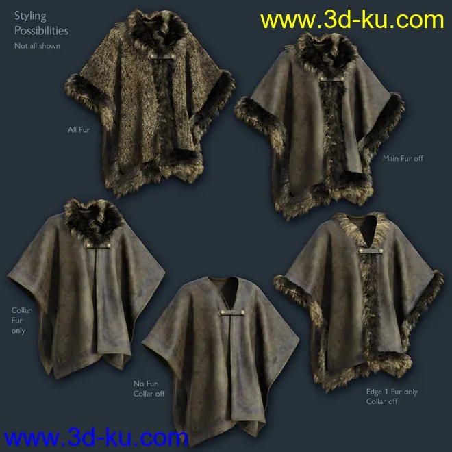 dForce Real Fur Poncho for Genesis 8模型的图片10