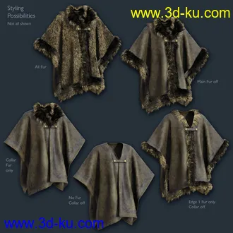 3D打印模型dForce Real Fur Poncho for Genesis 8的图片