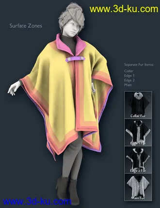 3D打印模型dForce Real Fur Poncho for Genesis 8的图片